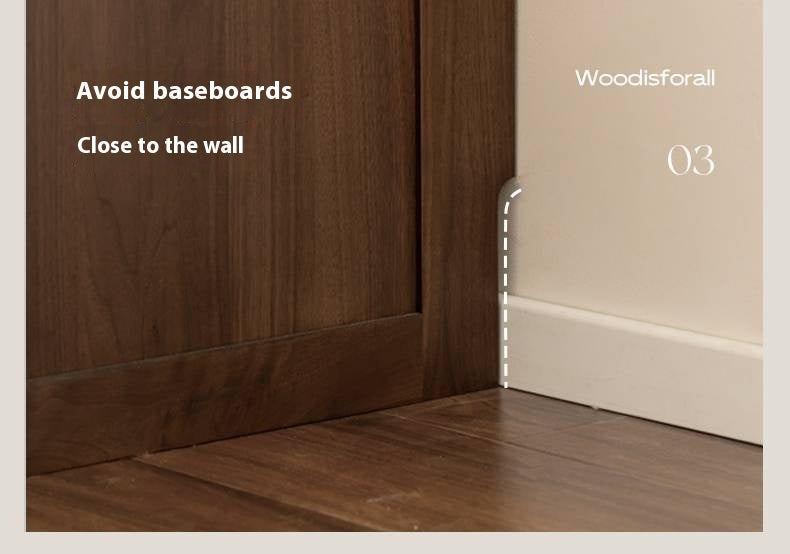 Black Walnut Solid Wood Sliding Door Wardrobe.