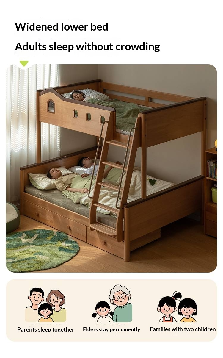 Beech Solid Wood Detachable Bunk Bed with Playful Design