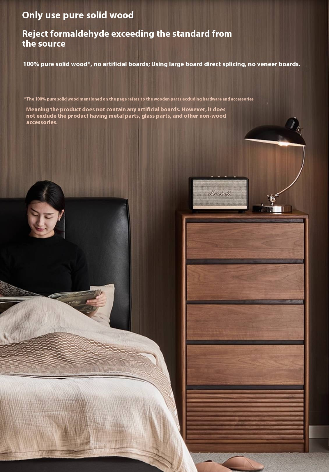 Black Walnut Solid Wood Italian Light Luxury Drawer