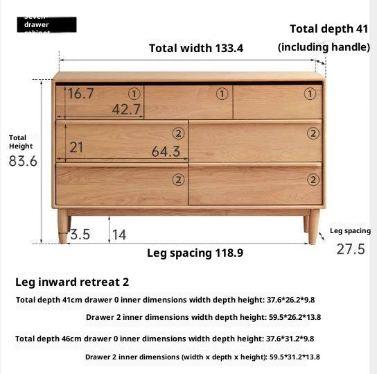 Oak, Ash Solid Wood Modern Storage Drawer Cabinet