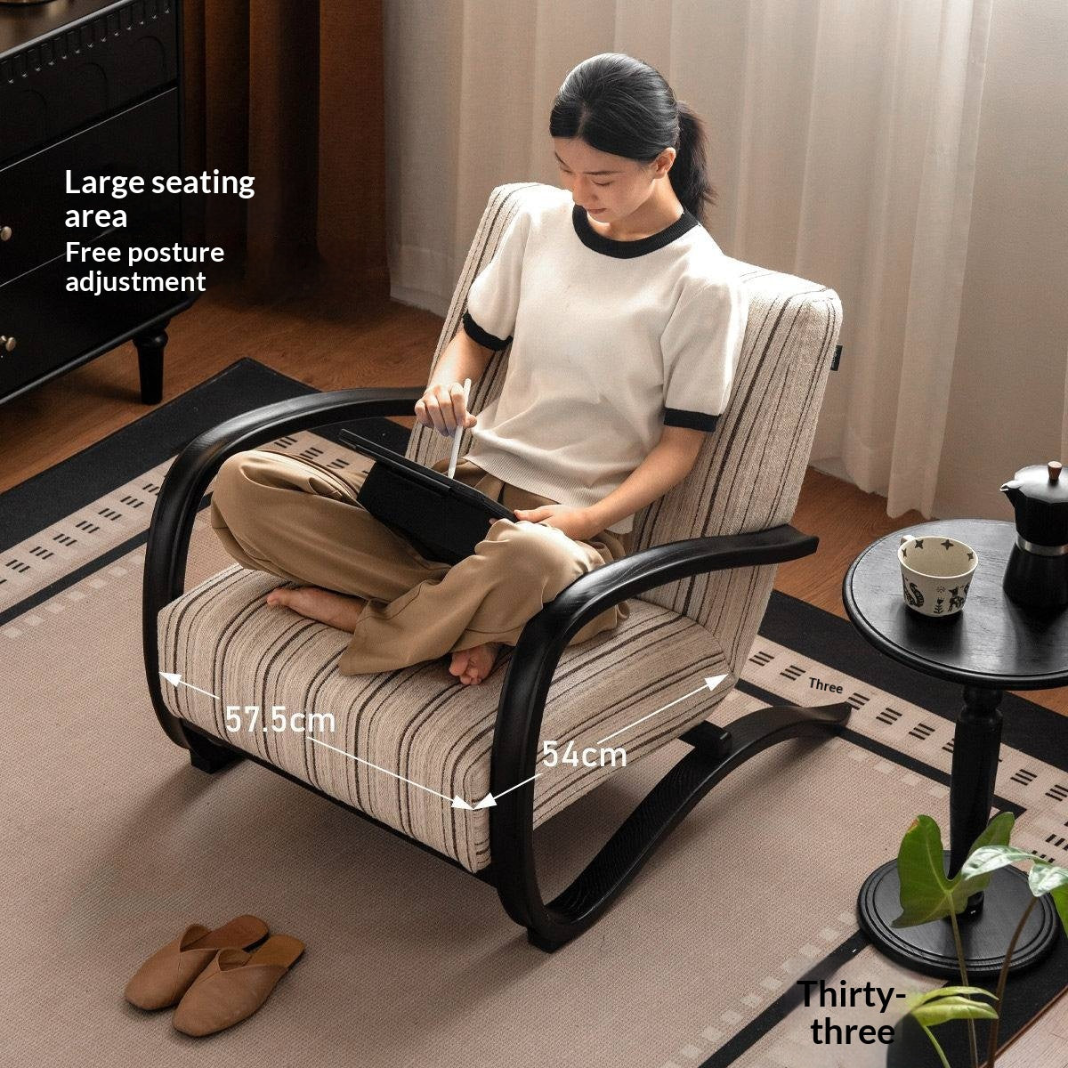 Ash Solid Wood Mid-Century Modern Rocking Accent Chair with Bentwood Frame