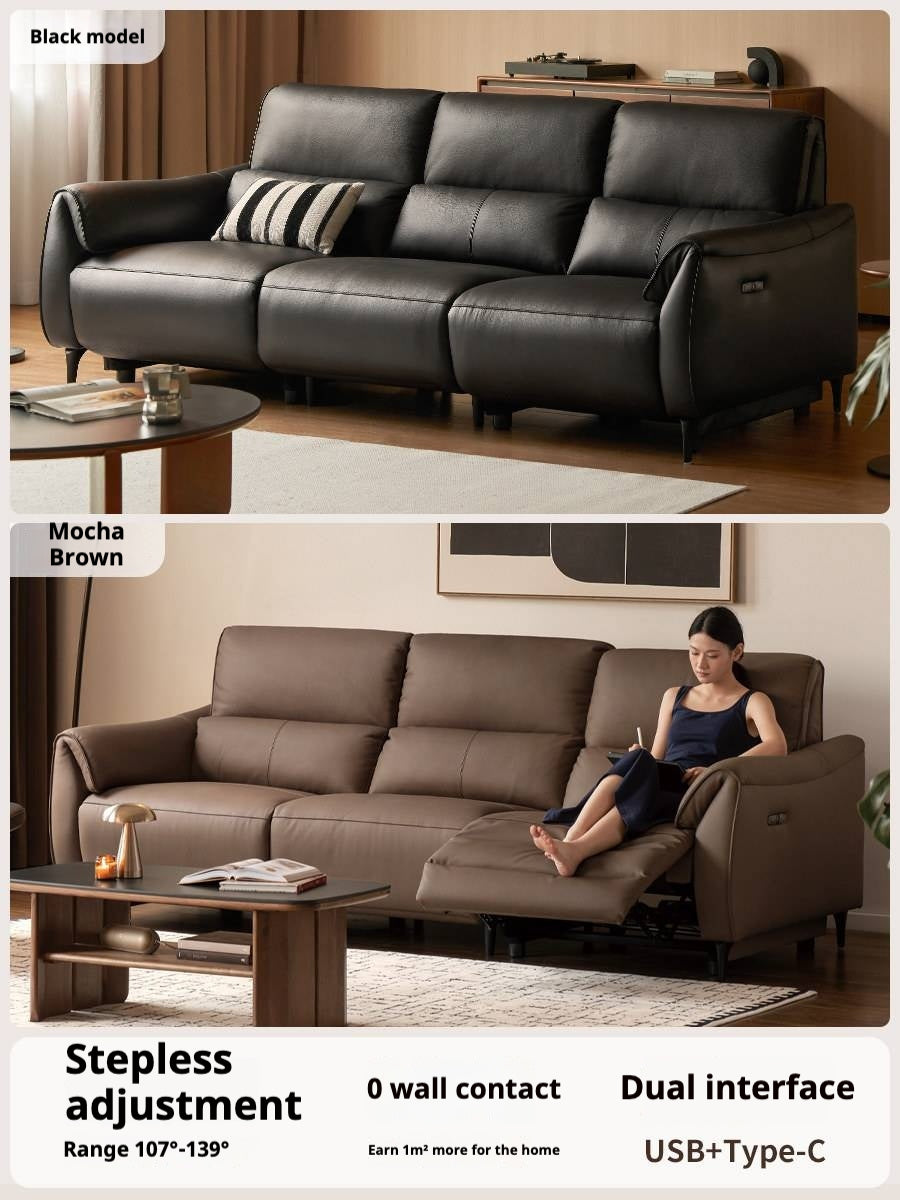 Zero-Wall Genuine Leather Electric Reclining Sofa