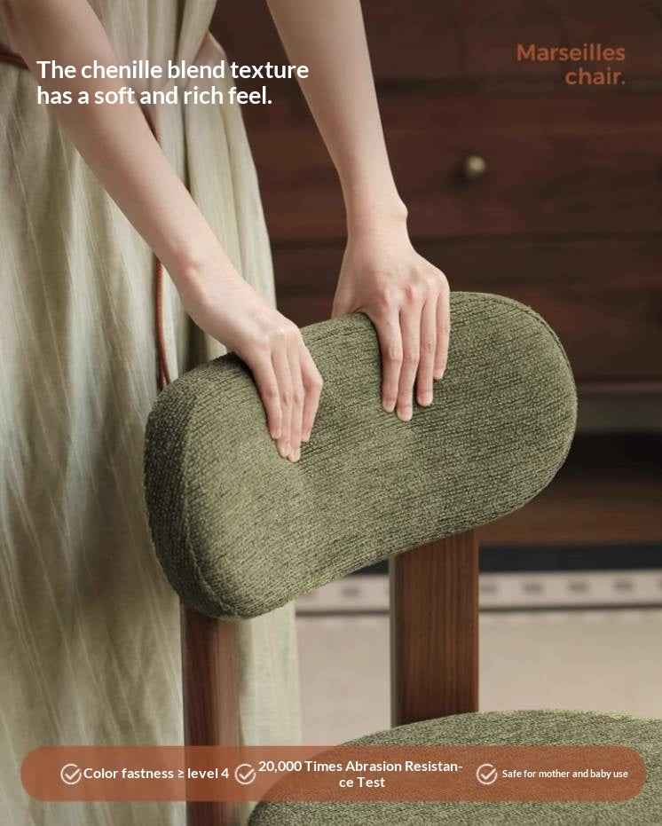 Set 4pcs Black Walnut Solid Wood, Solid Rubberwood Wood Upholstered Dining Chair, Modern Organic