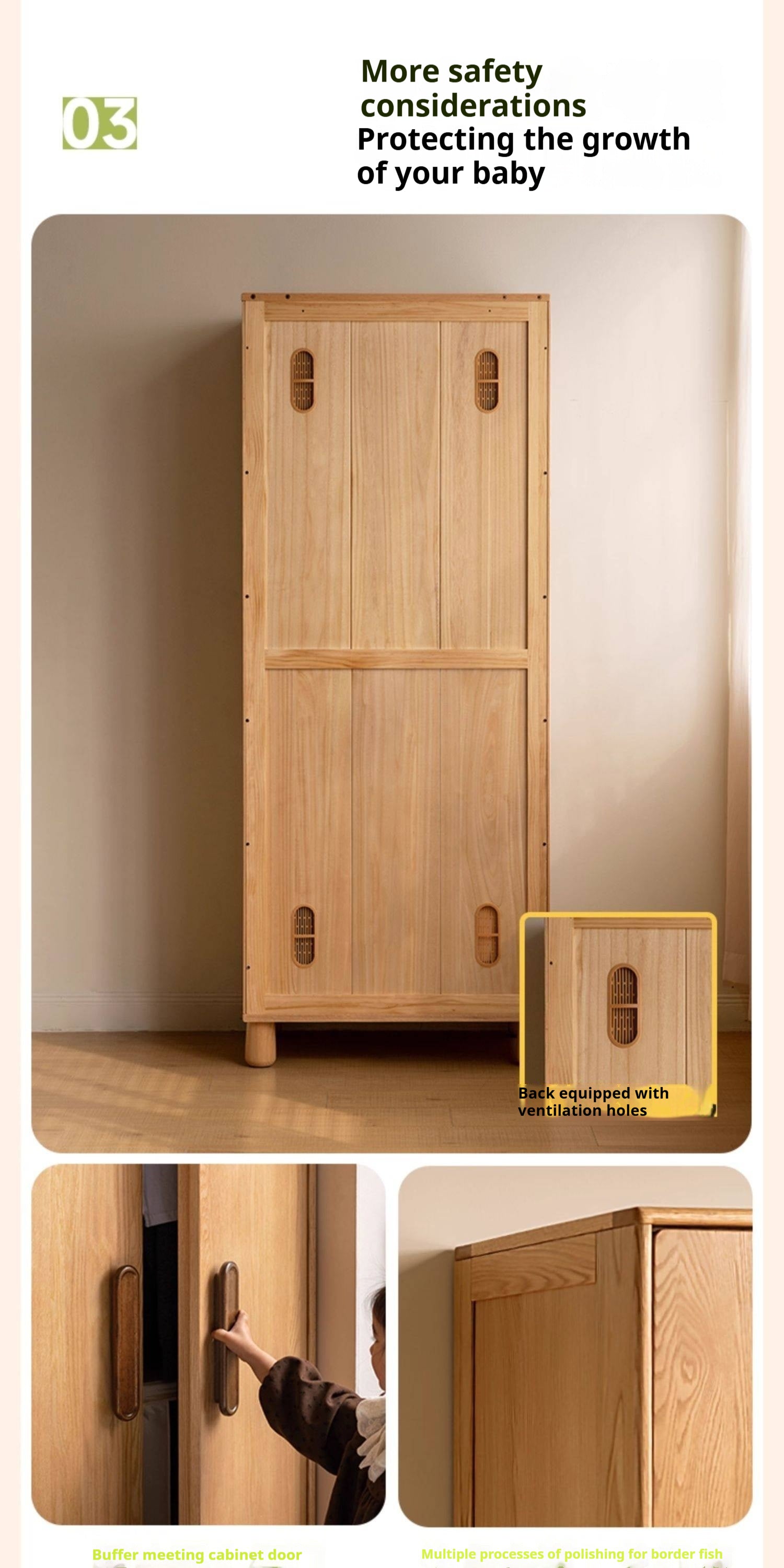 Oak Solid Wood Original Wood Style Children's Wardrobe