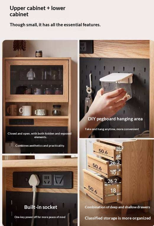 Oak Solid Wood Corner Sideboard with Simple Storage Cabinet