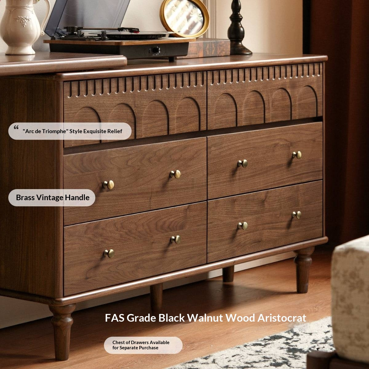 Black Walnut Solid Wood Vanity Table with Extendable Top