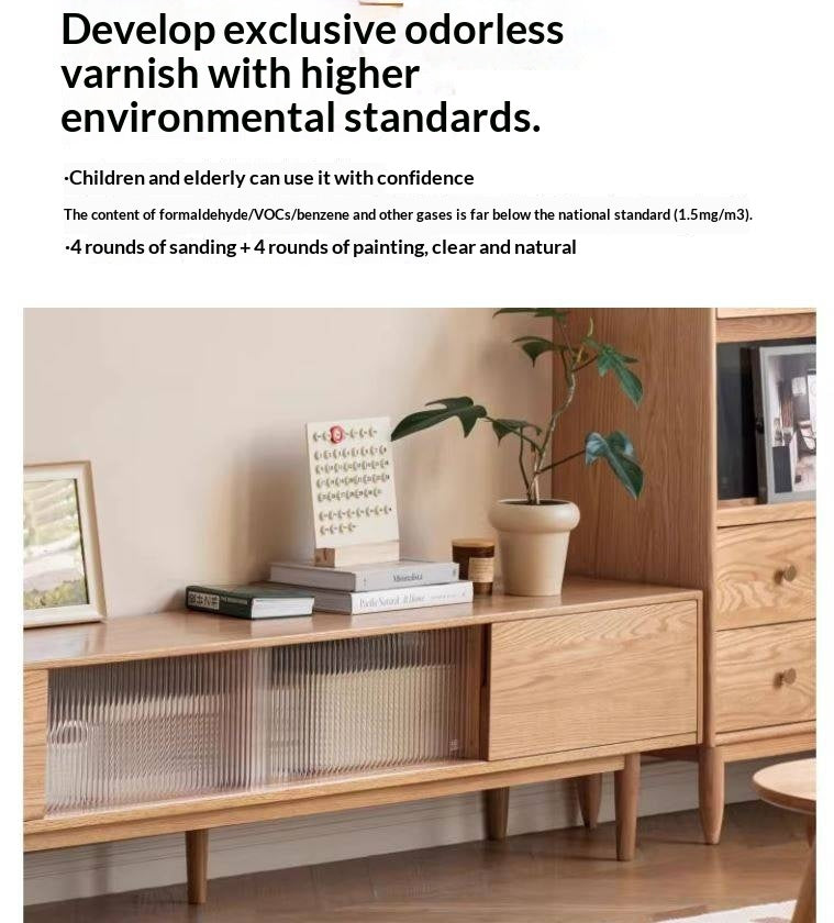 Oak Solid Wood TV Cabinet Modern