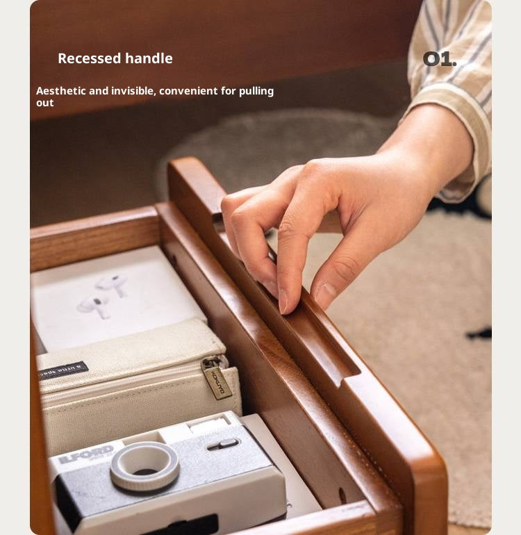 PoplarSolid Wood Vintage Style Nightstand