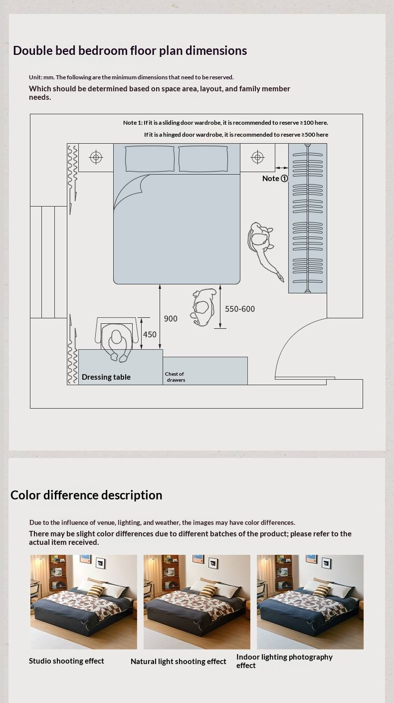 Rubberwood Solid Wood Platform Bed, Headboard-Free Box Bed, Modern Minimalist