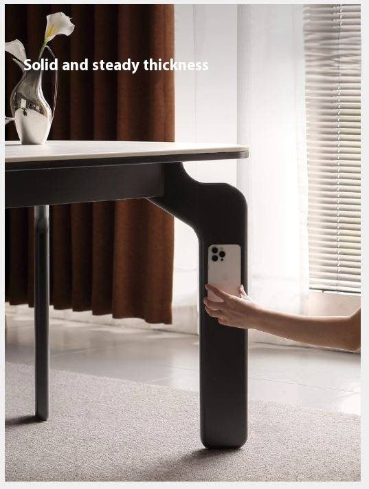 Solid Rubberwood Rock Board Dining Table
