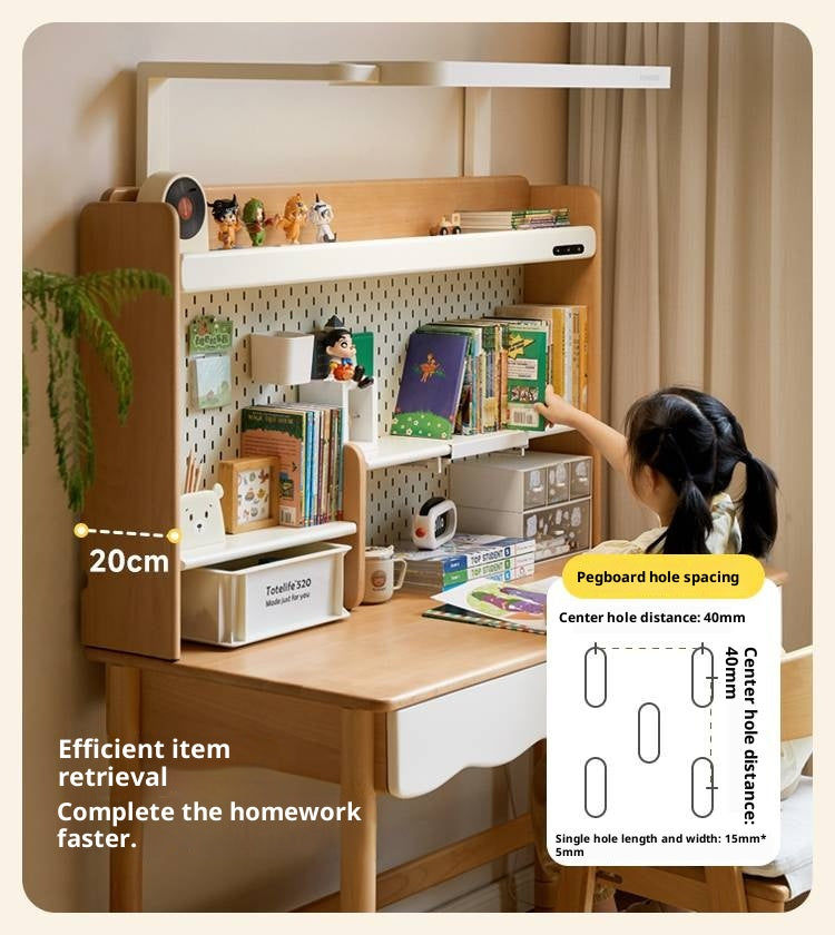 Beech Solid Wood Children's Desk Adjustable Writing Desk