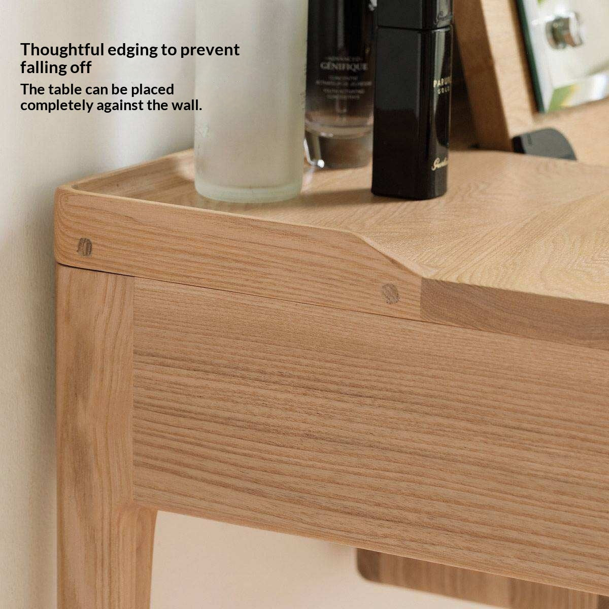 Ash Solid Wood Small Flip Vanity Table.