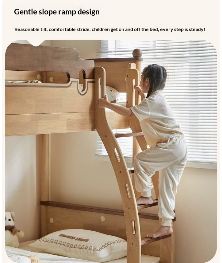 Rubberwood Solid Wood Children's Multifunctional Bunk Bed