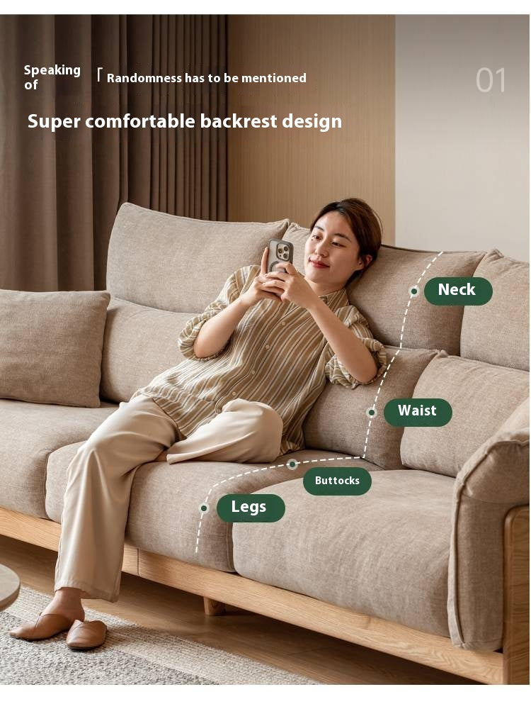 Oak Solid Wood high-back sofa
