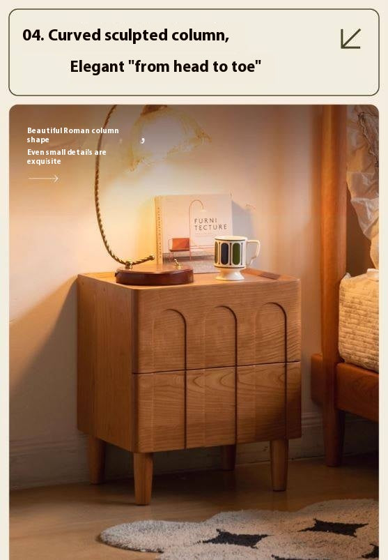 Cherry Solid Wood Retro Nightstand