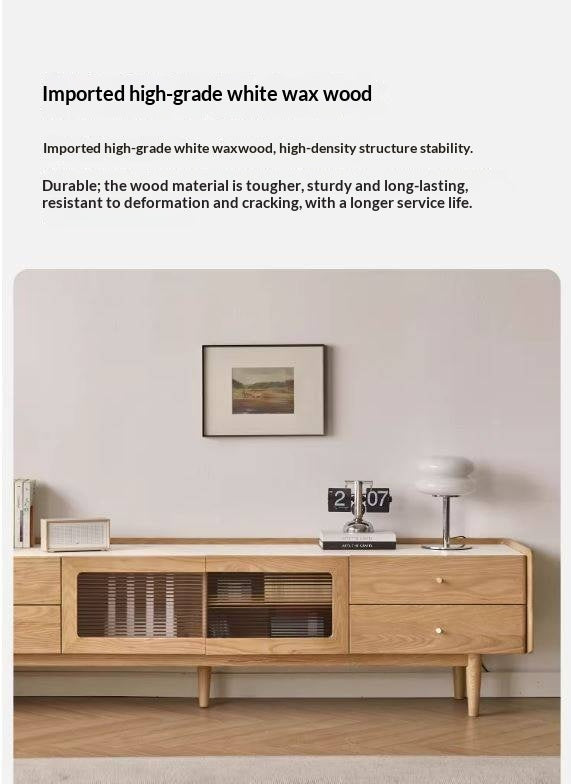 Ash Solid Wood TV Stand Rock Slab.