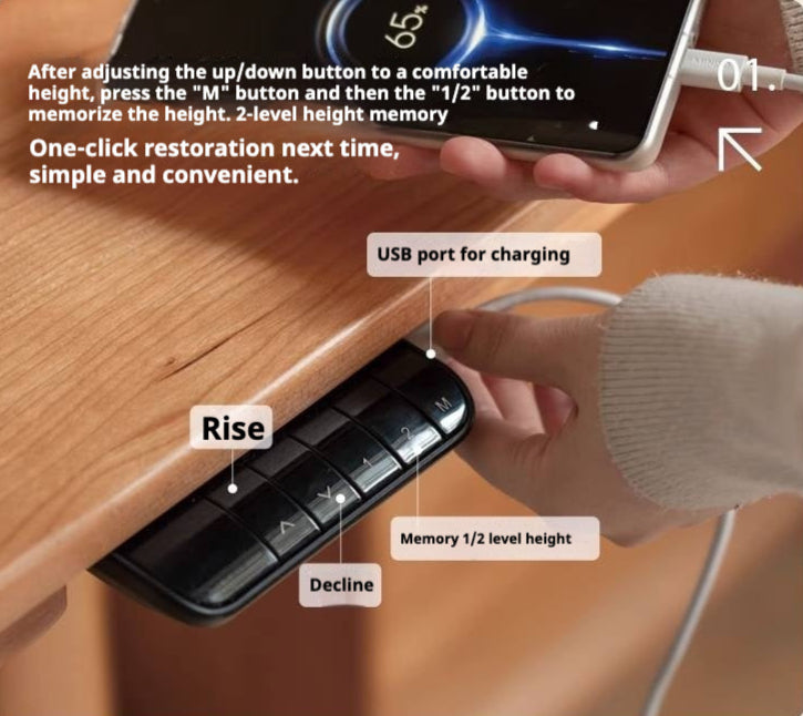 Cherry, Ash Solid Wood Electric Elevating Desk