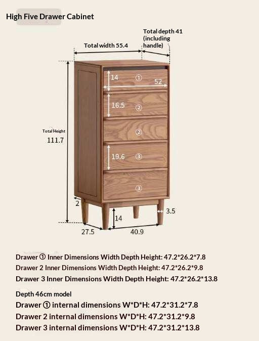 Ash Solid Wood Modern Side Cabinet with Shelved Interior