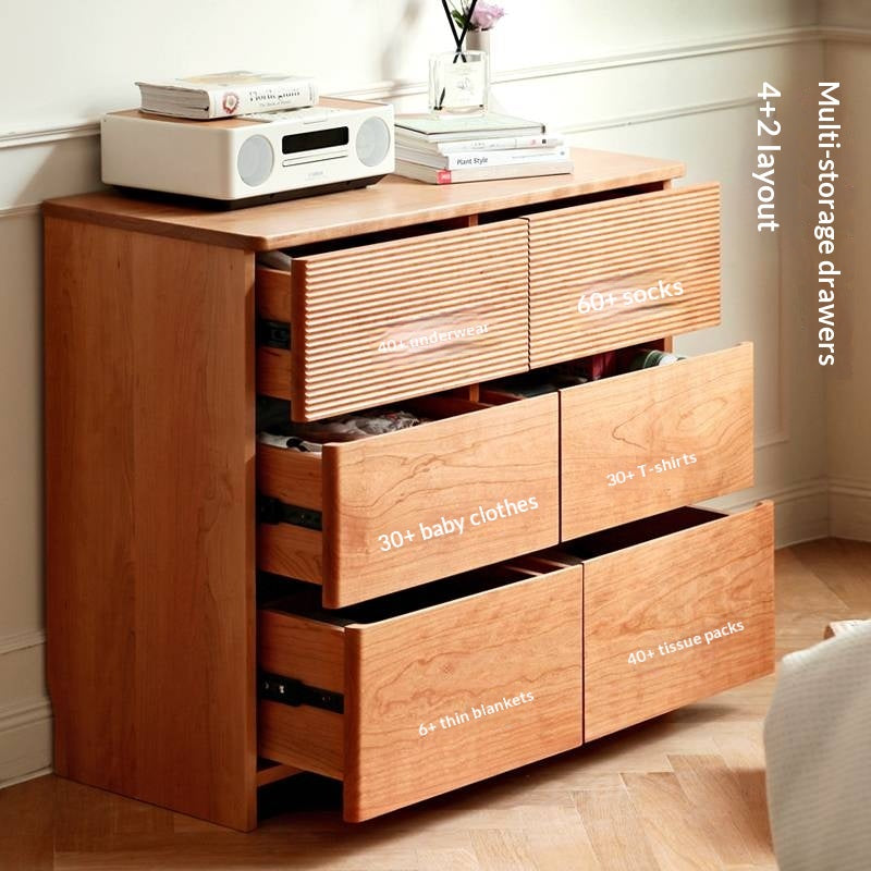 Cherry Solid Wood Six-Drawer Chest, Storage Chest