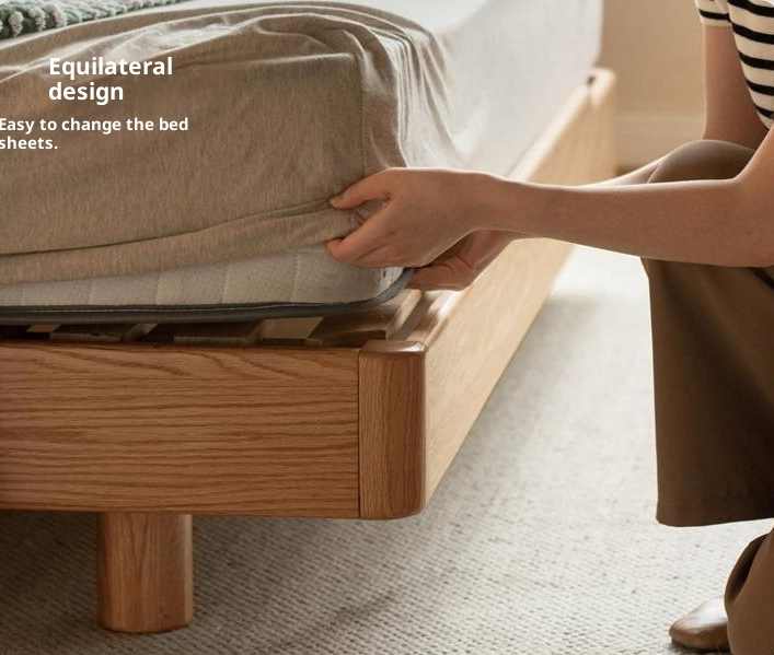 Oak, Ash Solid Wood Luminous Suspended Bed, Nordic Style