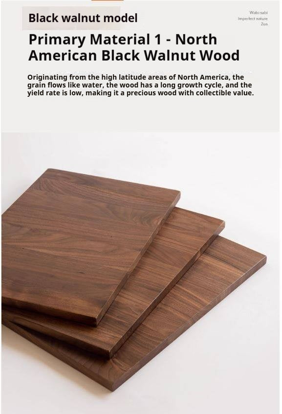 Black Walnut, Poplar Solid Wood Wabi-Sabi Style Rock Board Side Table