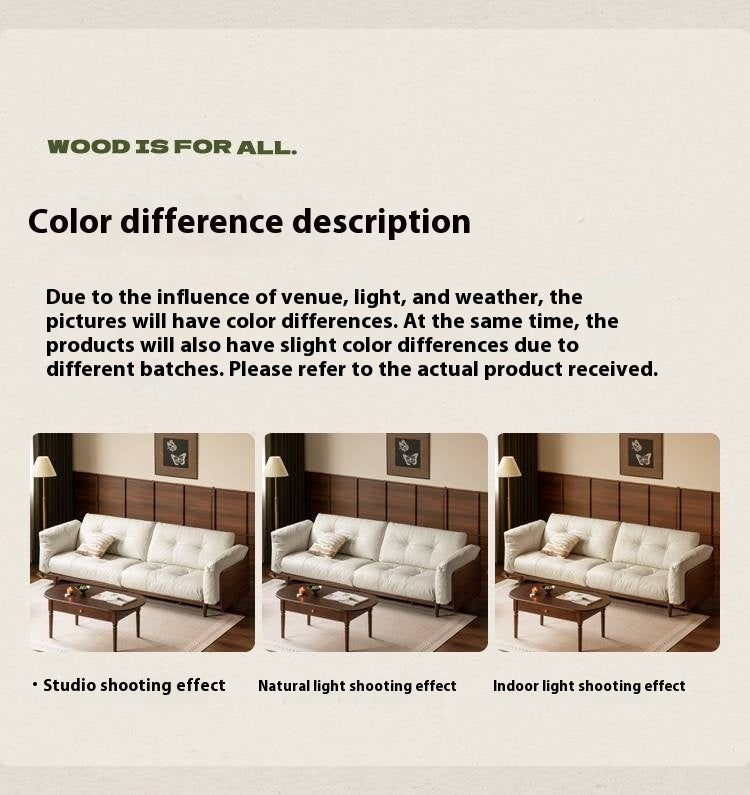 Black Walnut, Oak Solid Wood Genuine Leather Sofa Italian-Inspired