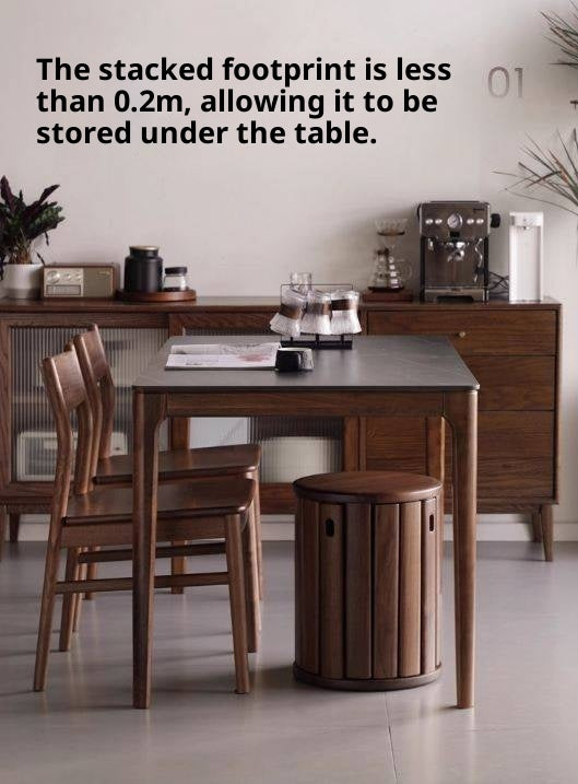 Black Walnut, Ash Oak, Solid Rubberwood Solid Wood Stacking Stool