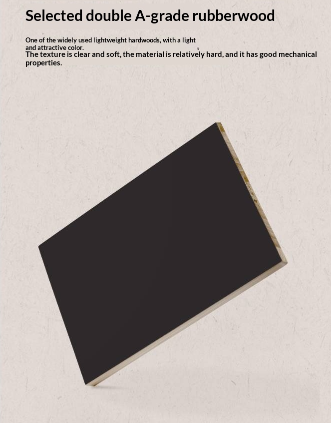 Rubberwood Solid Wood Bed American Retro Black Style