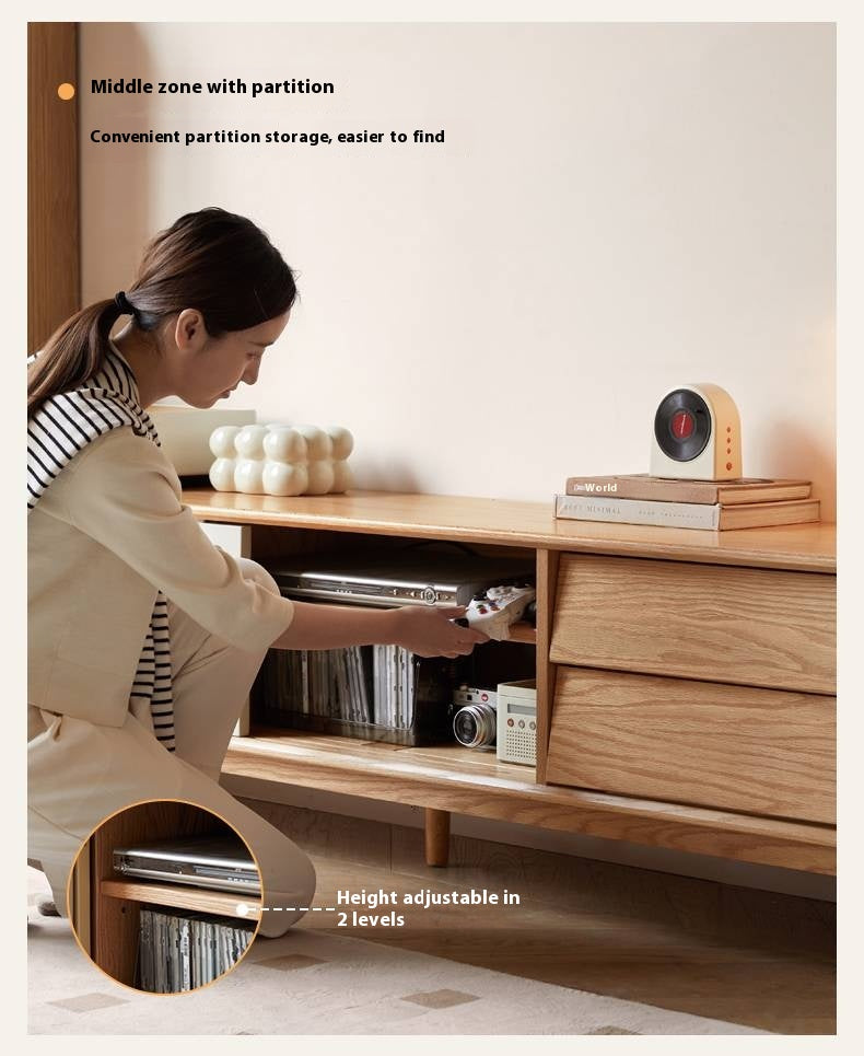 Oak Solid Wood Modern TV Stand.