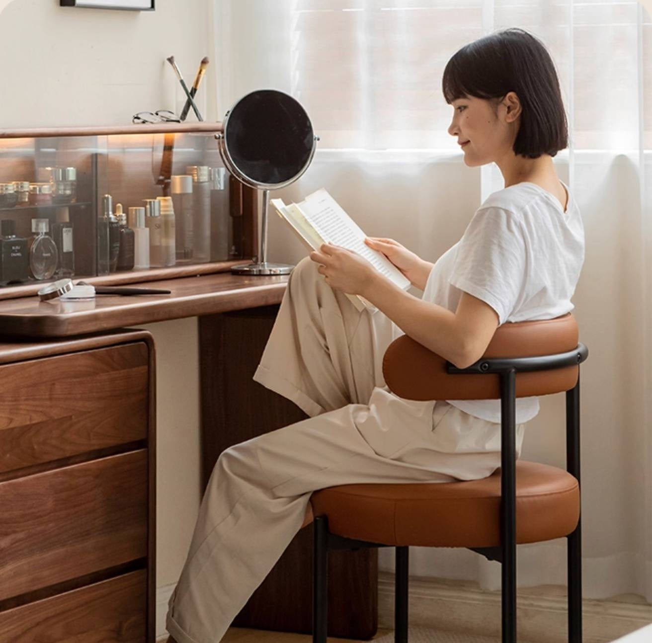 Fabric, Leather Bauhaus Style Chair