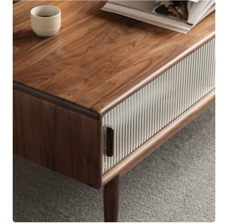 Black Walnut, Oak, Solid Rubberwood Solid Wood Modern Style Coffee Table