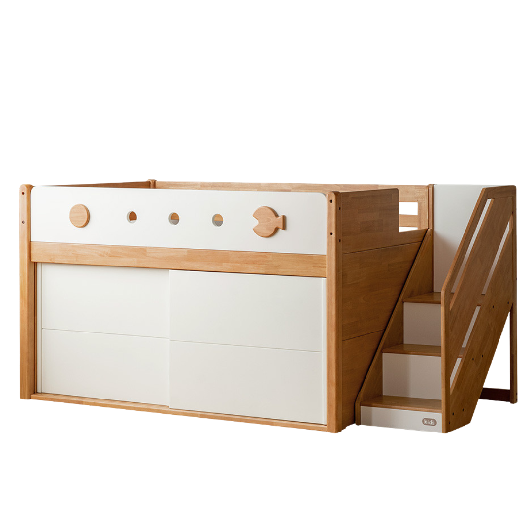 Rubberwood Children's Solid Wood Multifunctional Storage Loft Bed