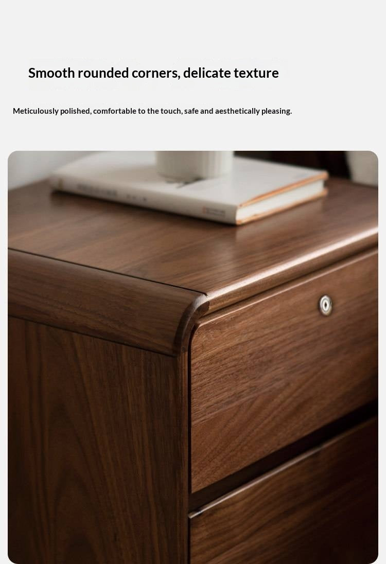 Black Walnut, Sandalwood Solid Wood Lockable Nightstand