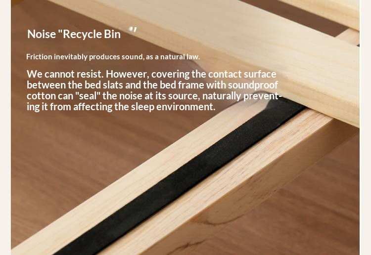 Poplar Solid Wood Platform Bed — No Headboard, Vintage Bauhaus Edge Style