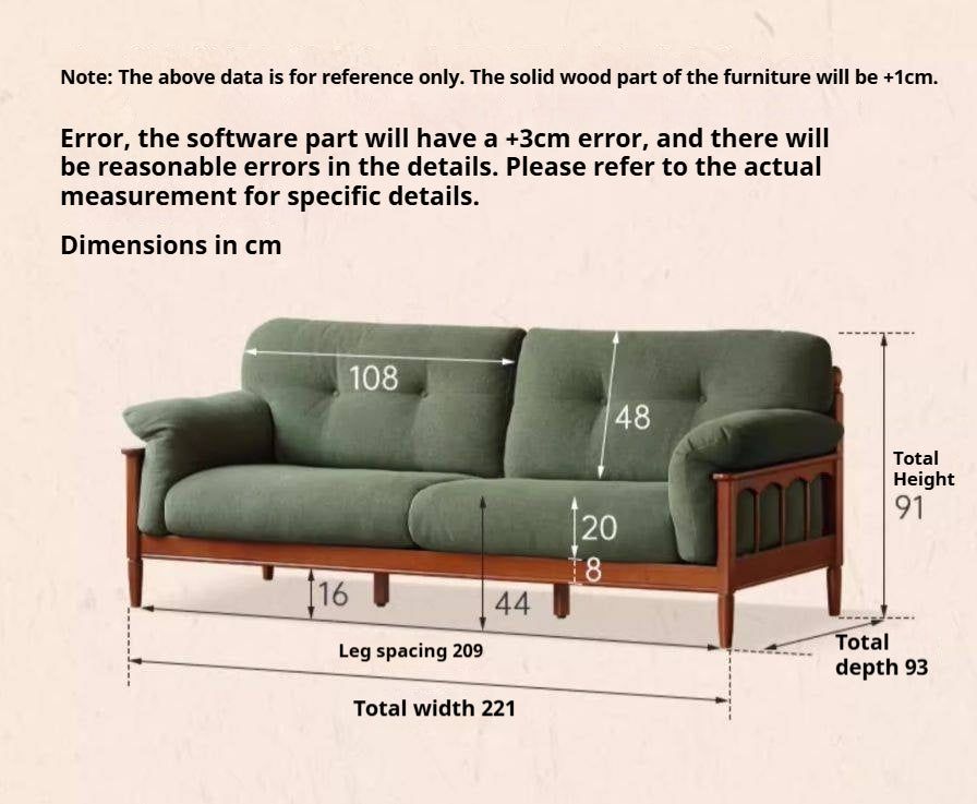 Poplar Solid Wood Sofa French Retro