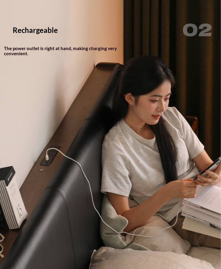 Black Walnut Solid Wood Genuine Leather Upholstered Bed