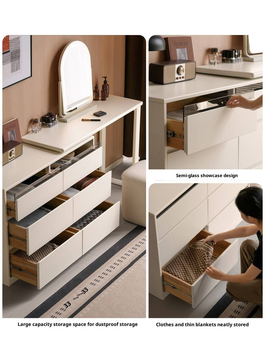 Solid Rubberwood White Cream Dressing Table