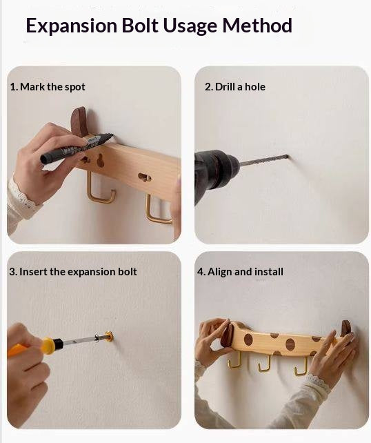 Beech, Black Walnut Solid Wood Puppy-Shaped Wall Hook with Cute Cartoon Design