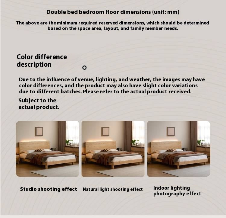Ash, Beech Solid Wood Modern Simple Luminous Bed