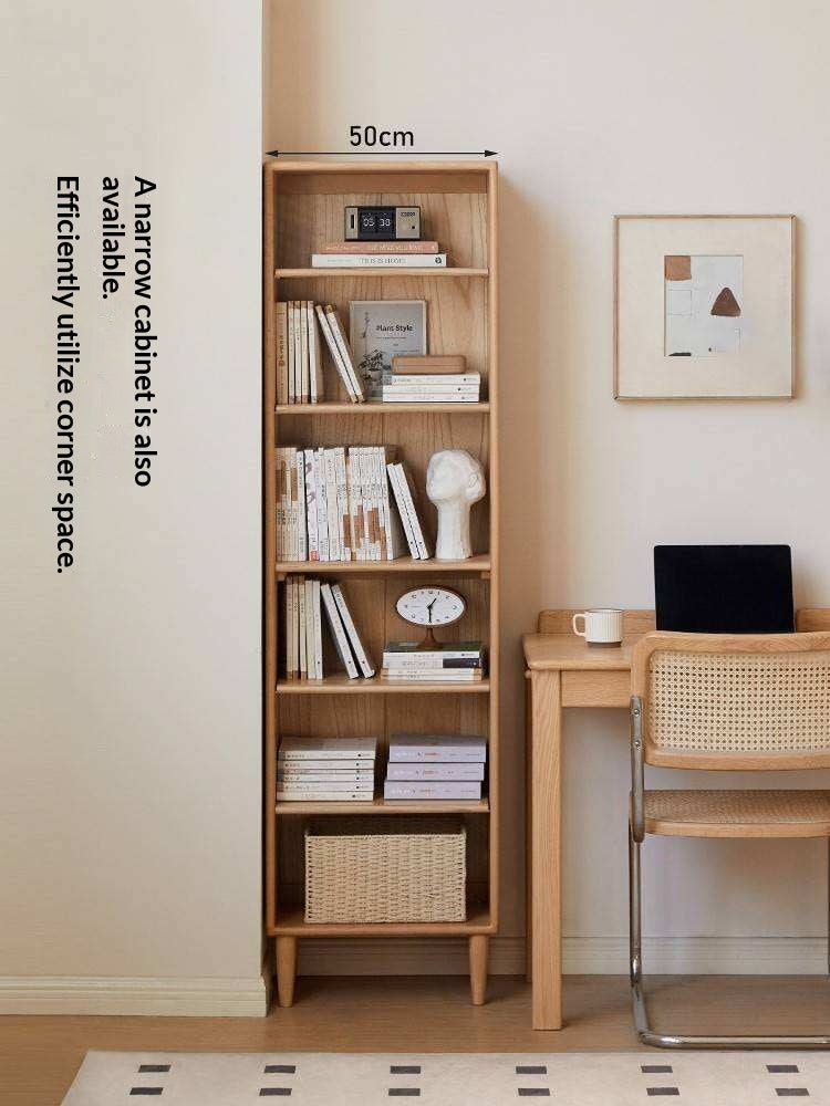 Beech Solid Wood Bookshelf Combination, Open Storage Cabinet