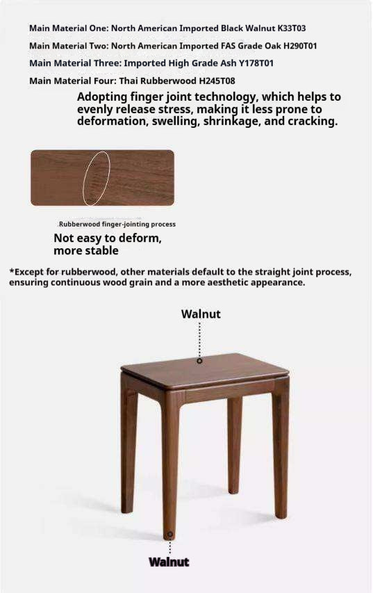 Black Walnut, Oak Solid Wood Makeup Stool