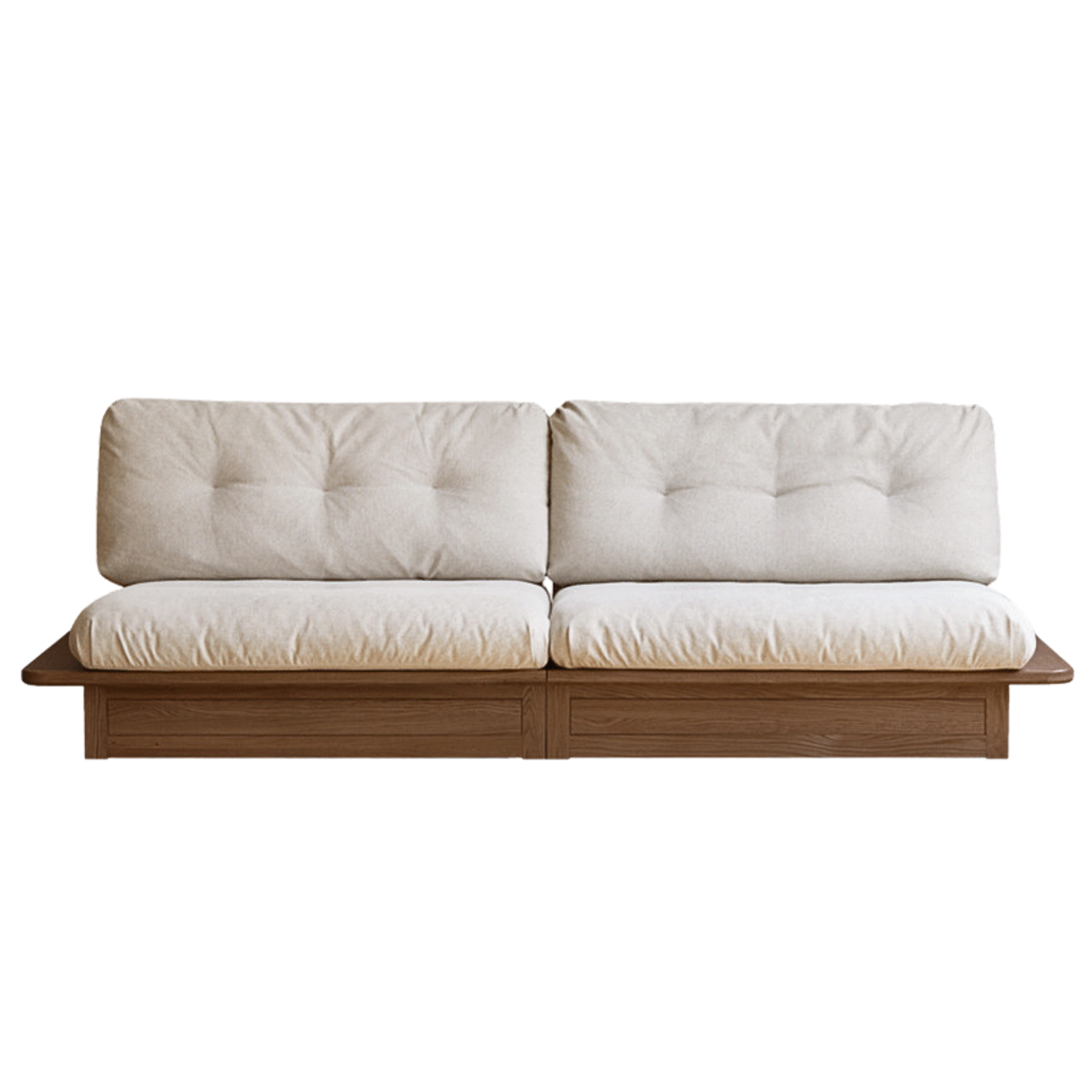 Oak Solid Wood dual-use Fabric Storage Sofa.