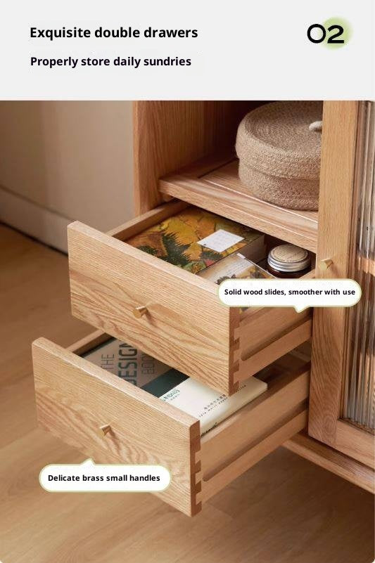 Oak, Beech Solid Wood, Solid Rubberwood Side Cabinet Nordic Style