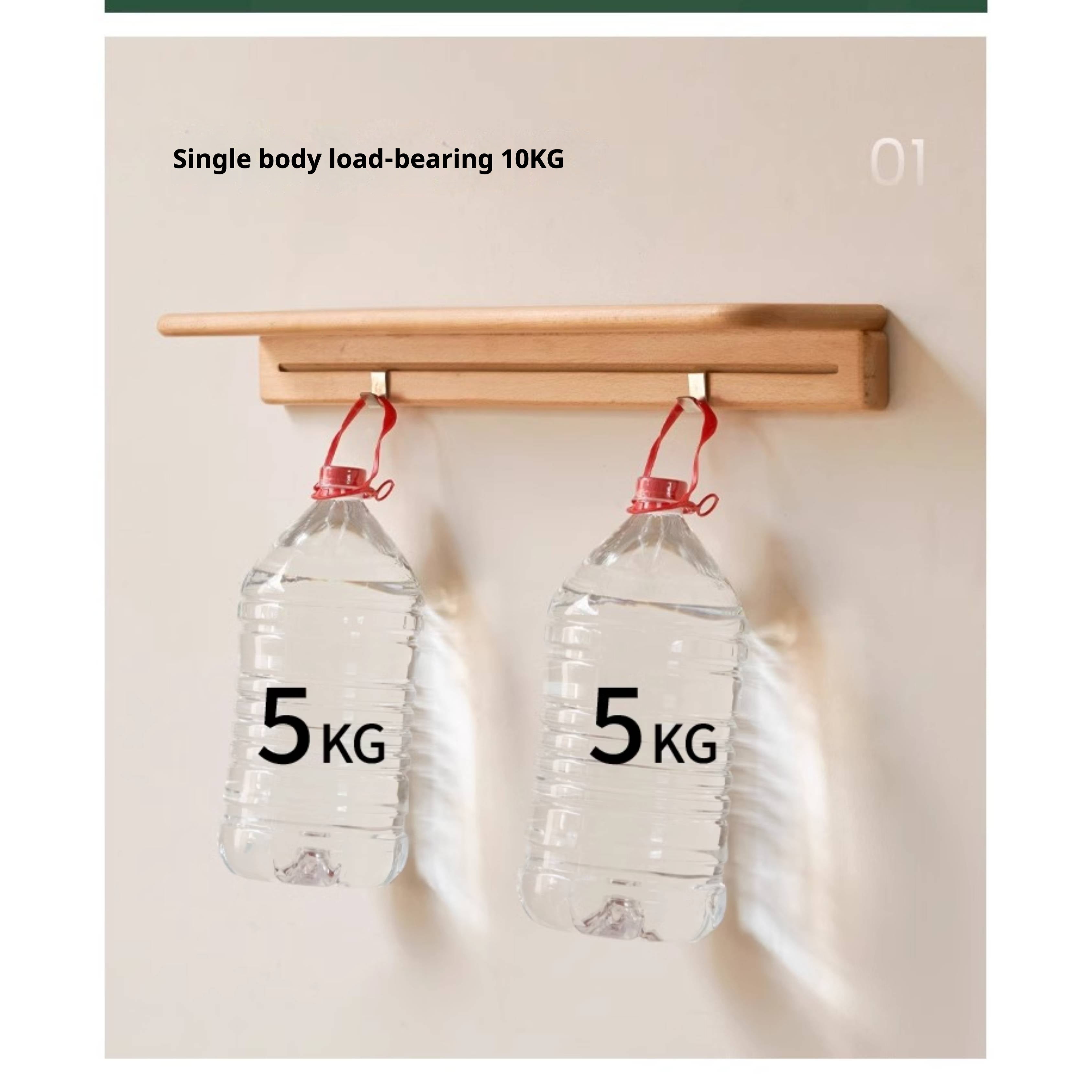 Beech Solid Wood Wall Shelf With Hooks