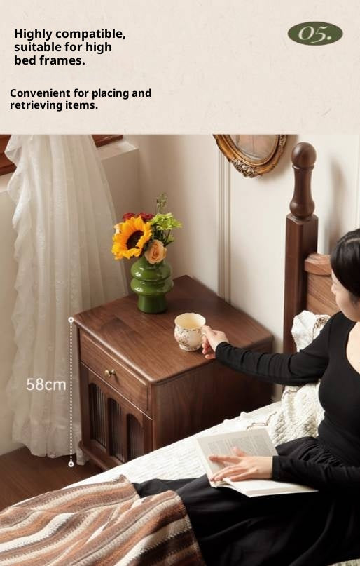 Black Walnut Solid Wood American Retro Nightstand