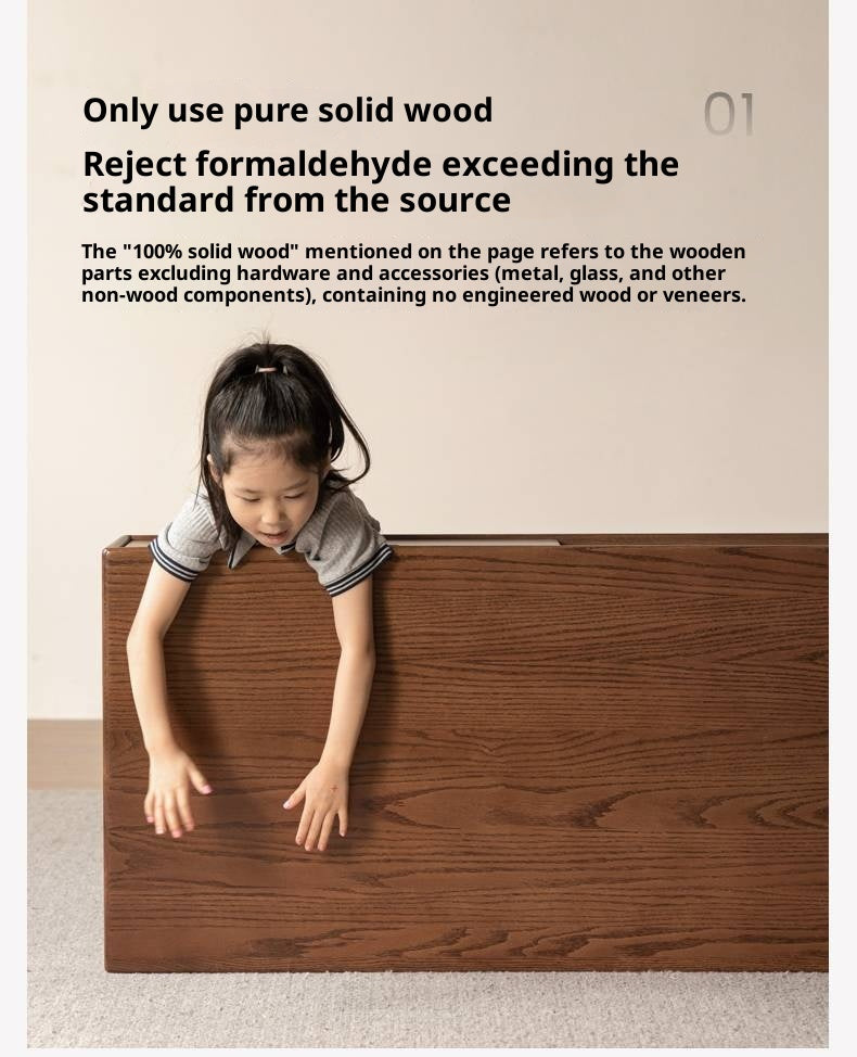 Oak, Solid Rubberwood Two-Drawer Coffee Table Walnut Color