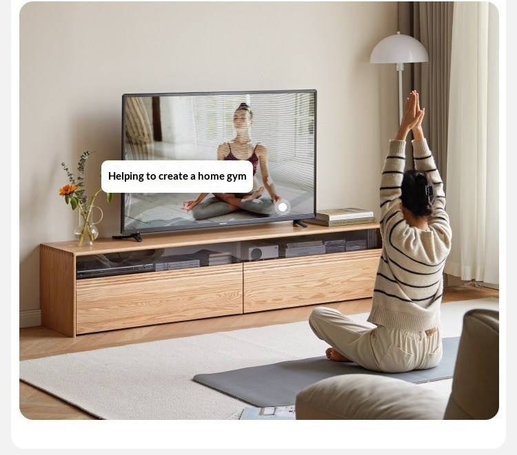 Black Walnut, Oak, Cherry Solid Wood TV Stand Floor Cabinet