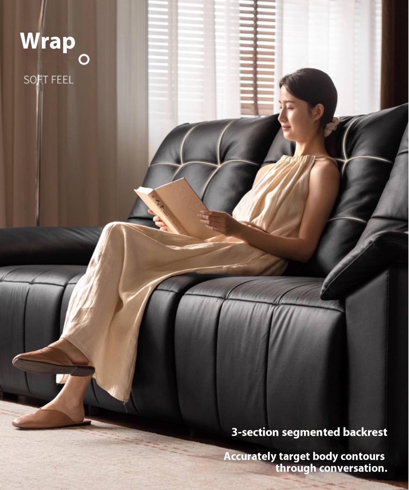 Genuine Leather Zero-Wall Recliner – Piano-Key Electric Sofa