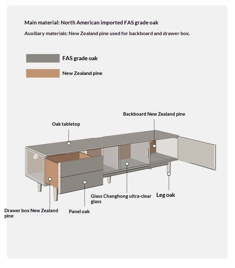 Ash, Oak Solid Wood TV Cabinet Modern.