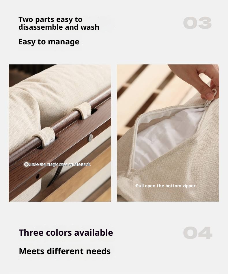 Oak Solid Wood Modern Simple Fabric Soft-Padded Box Bed